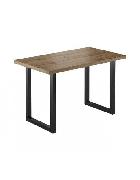 Table - Univers - L 68 x l 120 x H 77 cm - Noir et chêne wotan