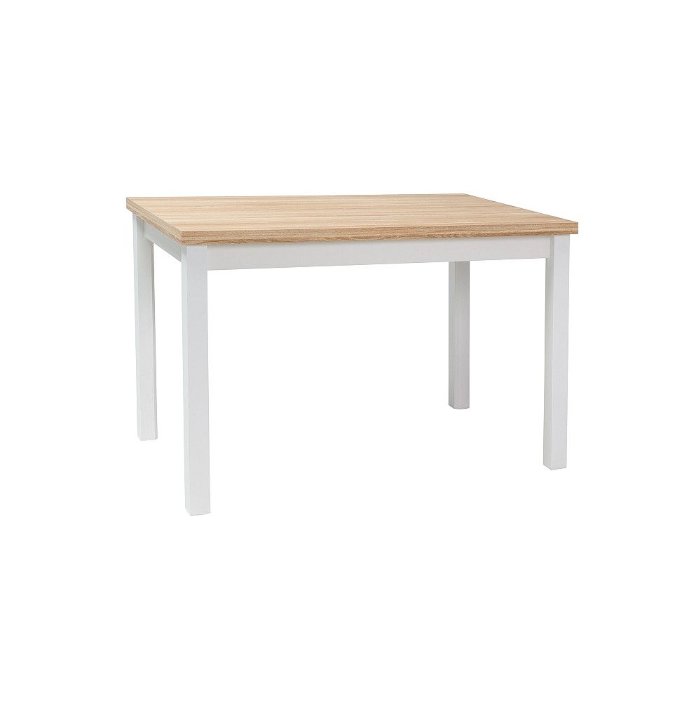 Table en bois - Adam - 120 x 68 cm - Blanc et chêne