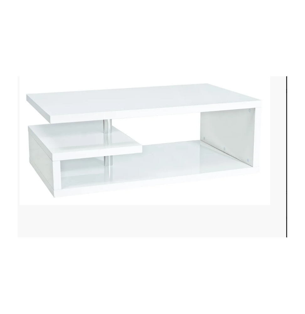 Table basse vernie - L 60 x l 100 x H 42 cm - Blanc