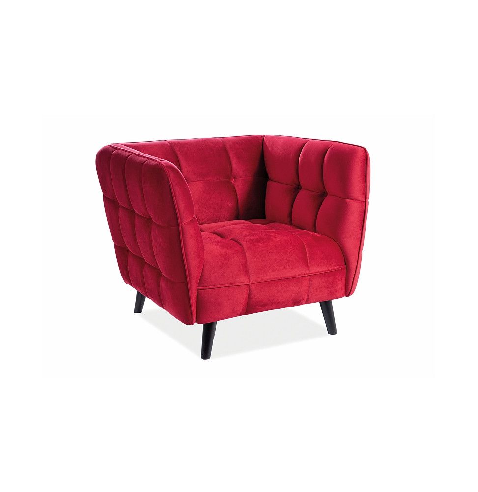 Fauteuil en velours - Castello - L 92 x H 78 cm - Rouge