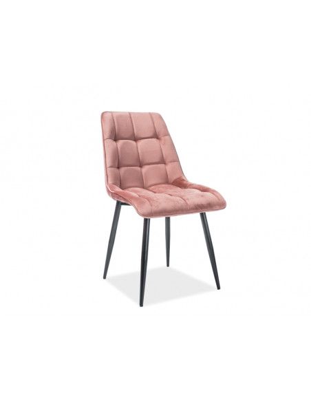 Chaise chic en velours - L 51 x P 44 x H 89 cm - Rose