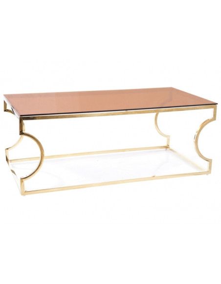 Table basse Kenzo - L 60 x l 120 x H 45 cm - Ambre et or