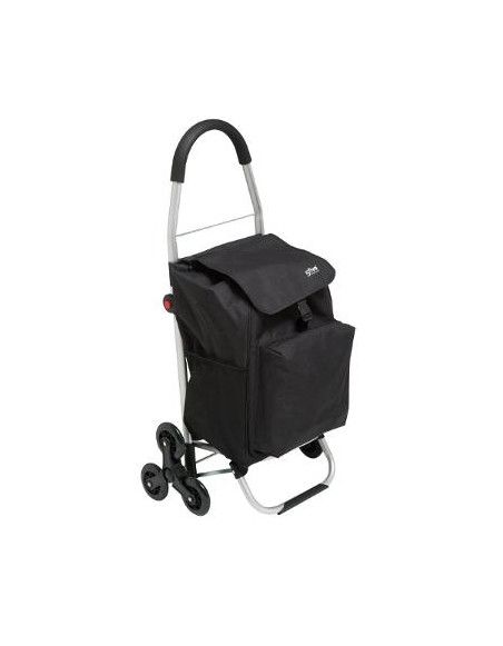 Chariot de courses pliant à 6 roues avec poche isotherme - 53L - Noir - H 100 x L 47 x P 39 cm