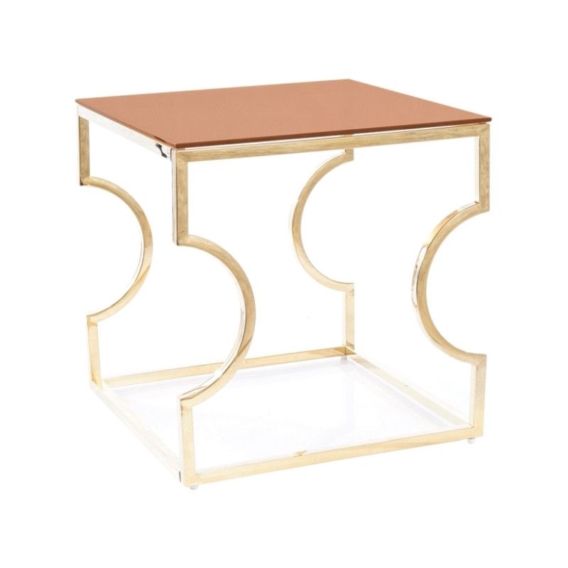 Table basse Kenzo - L 55 x H 55 cm - Ambre et or