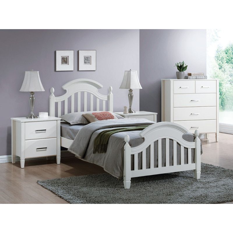 Lit simple en bois - 90 x 200 cm - Blanc