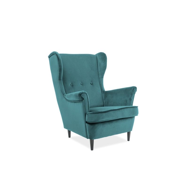 Fauteuil en velours - Lord - L 75 x P 85 x H 101 cm - Turquoise
