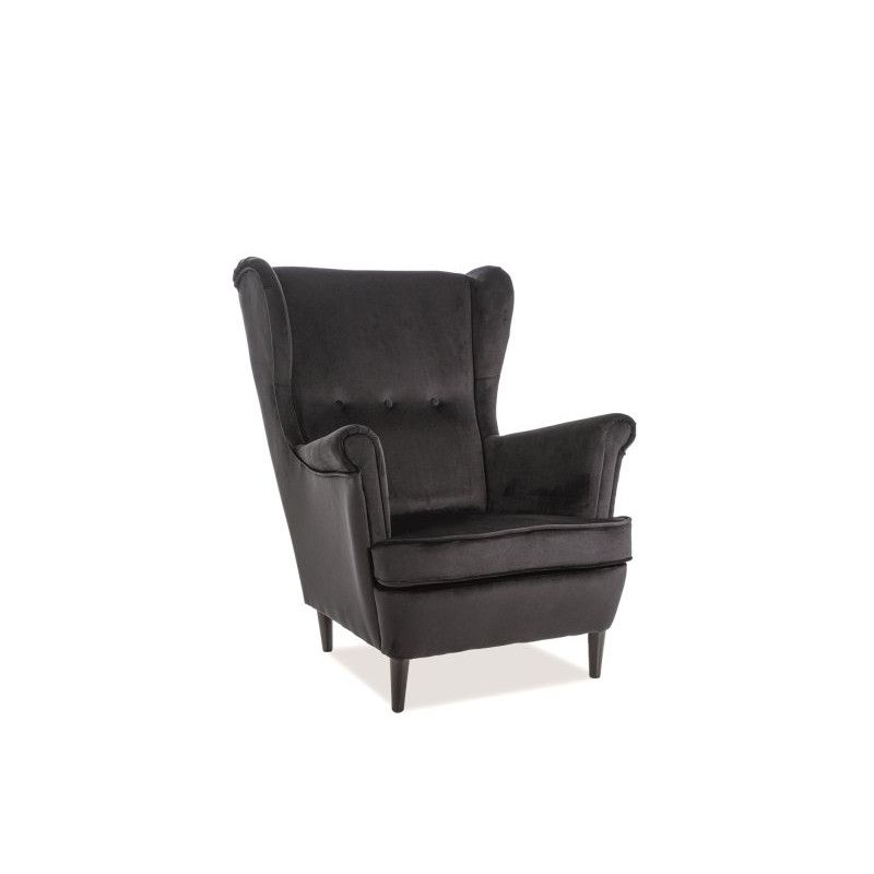 Fauteuil en velours - Lord - L 75 x P 85 x H 101 cm - Anthracite