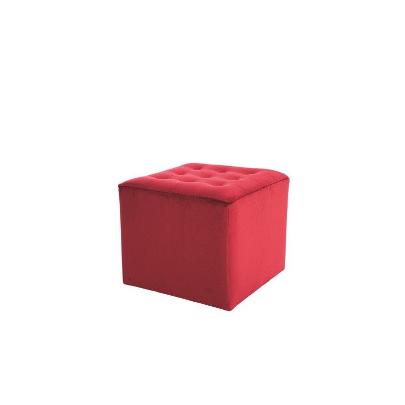 Pouf en velours - Lori - L 39 cm x H 34 cm - Rouge