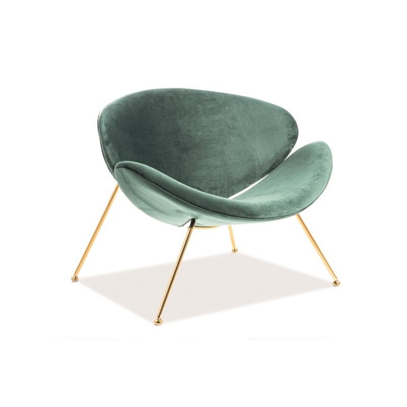 Fauteuil en velours - Major - L 84 x P 49 x H 72 cm - Vert et doré