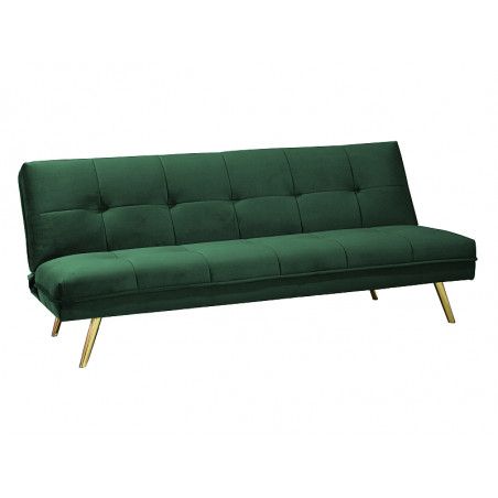 Canapé-lit en velours - L 181 x P 88 x H 80 cm - Vert