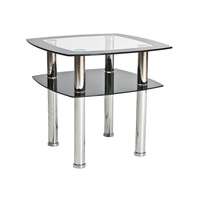 Table basse en verre - Rava - L 60 x H 55 cm - Noir