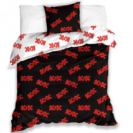 Parure de lit - 140 x 200 cm - ACDC - Noir et rouge