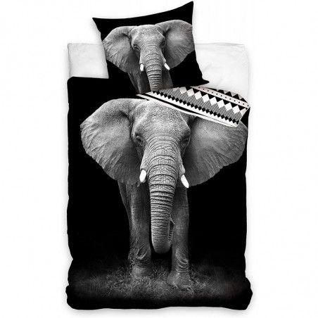 Parure de lit - 140 x 200 cm - Elephant - Noir