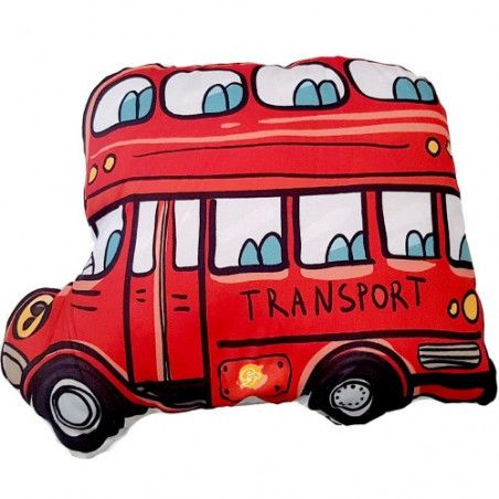 Coussin en forme de bus - 40 x 40 cm - Rouge