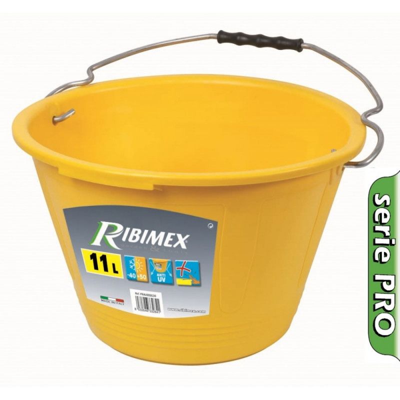Seau pour maçon - Incassable - 11 L - Jaune